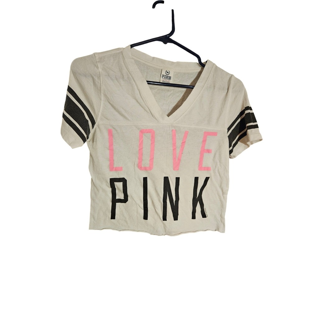 PINK by Victoria's Secret LOVE PINK Cropped T Shirt Jersey‎ Style Top Womens XS